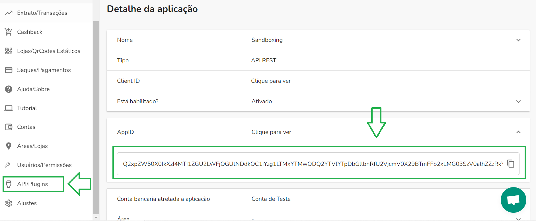 step 1 Getting appID in woovi's platform