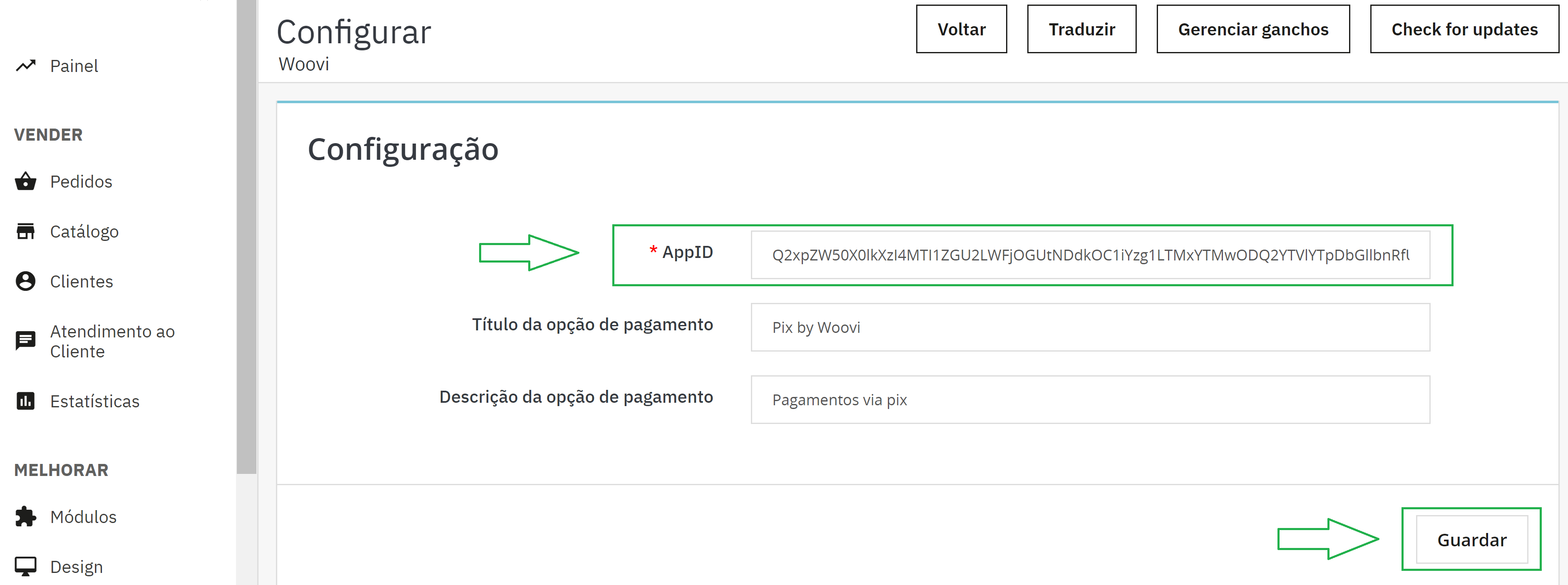 step 3 Saving appID in prestashop