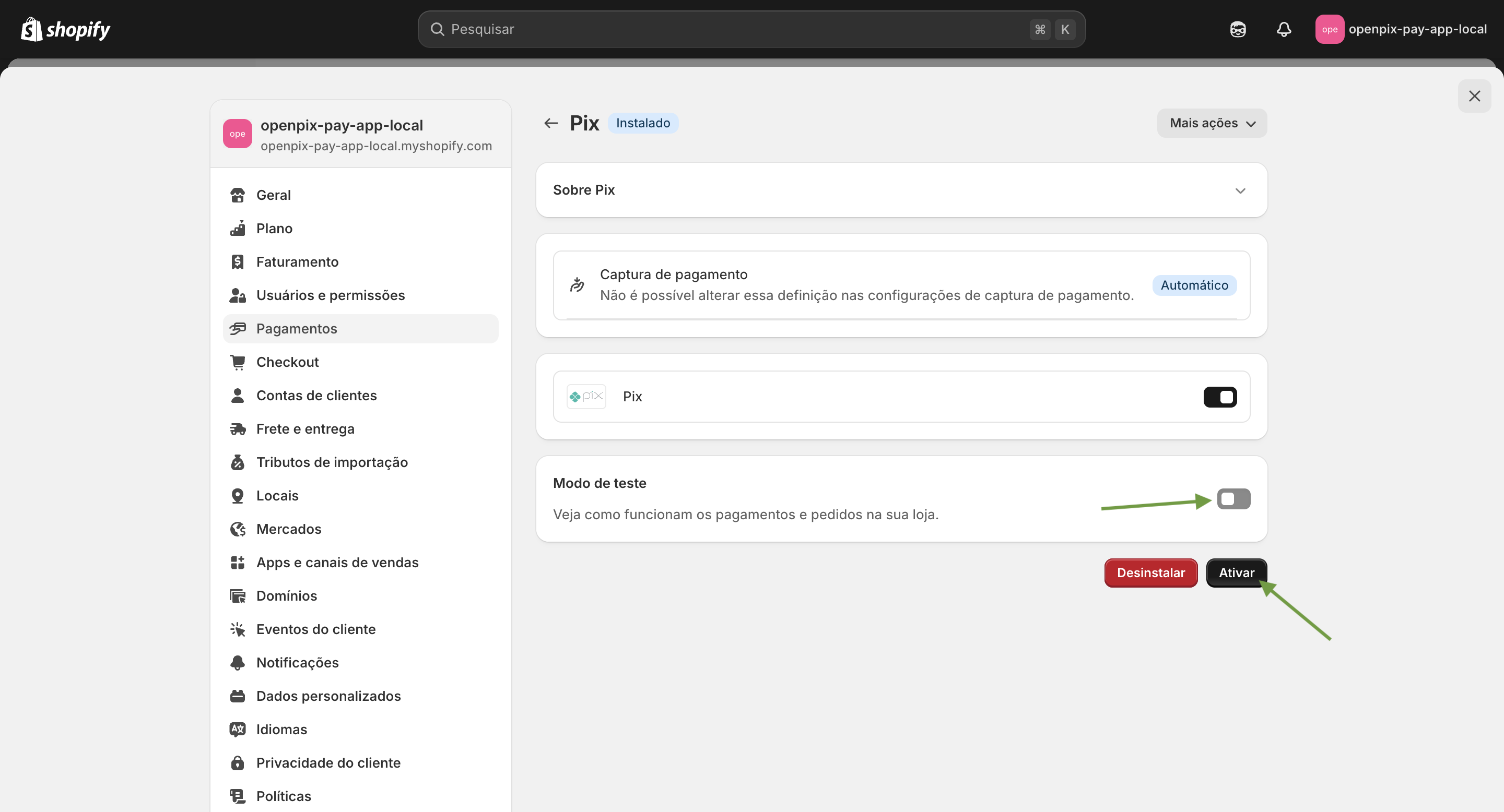 Shopify install step 1